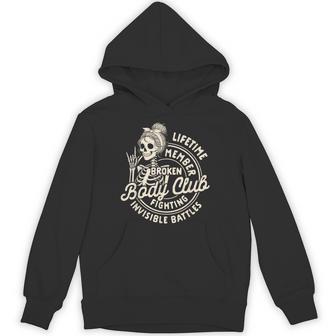Chronic Illness Spoonie Lifetime Member Broken Body Club Hoodie | Mazezy