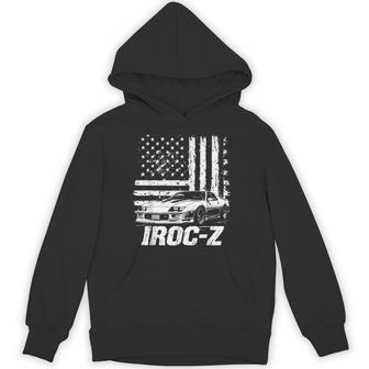 Classic Old School Usa Flag Iroc Z Muscle Car Silhouette Hoodie - Thegiftio UK