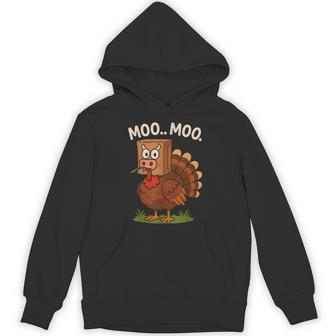 Classic Turkey Cow Moo Moo Thanksgiving Unisex Hoodie | Mazezy