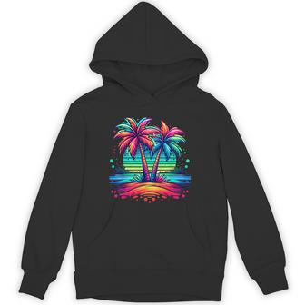 Colorful Palm Trees Beach Neon Beach Vacation Hoodie - Thegiftio