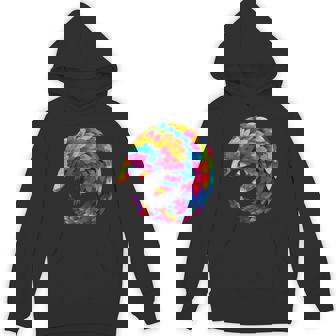 Colorful Pangolin Curling Cute Animal Wildlife Art Unisex Hoodie | Mazezy