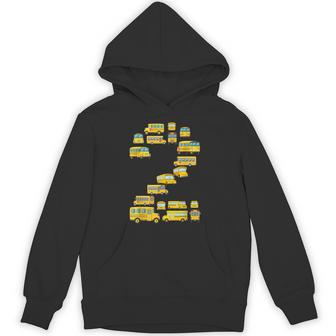 Cool 2 Birthday School Bus 2Nd Bday Party 2 Years Old Hoodie - Monsterry