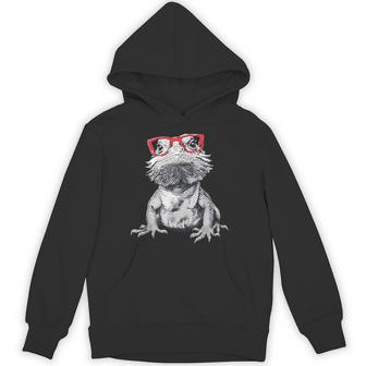 Cool Bearded Dragon Nerdy Glasses Hoodie - Monsterry