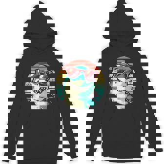 Cool Shark With Sunglasses Retro Sunset Unisex Hoodie | Mazezy