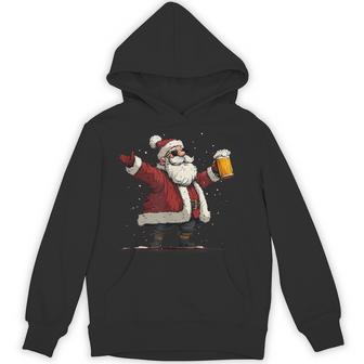 Cool Sunglasses Santa Claus With Beer For Cheering Xmas Hoodie | Seseable UK