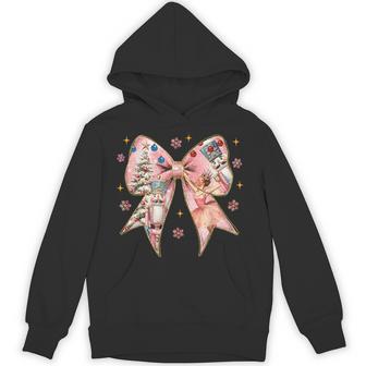 Coquette Bow Nutcracker Christmas Xmas Family Pajama Holiday Hoodie - Thegiftio UK