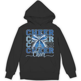 Coquette Cheer Bow Team Cheerleader Cheerleading Blue Hoodie - Thegiftio UK