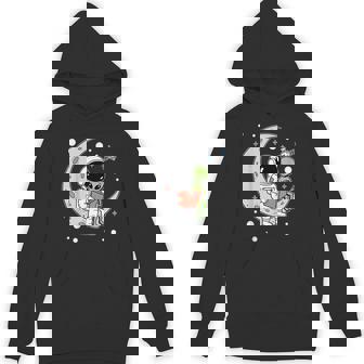 Cute Astronaut Reading Book To Alien On Moon Book Lover Hoodie - Monsterry