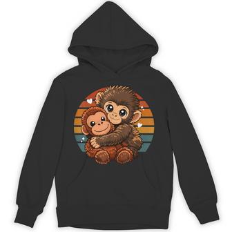 Cute Baby Monkey Hugging Plush Doll Toy Animal Lover Hoodie - Thegiftio UK