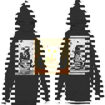 Cute Black Cat Eating Ramen Noodles Lover Japanese Clothing Hoodie | Mazezy