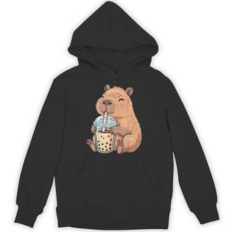 Cute Capybara Kawaii With Boba Bubble Tea Hoodie - Thegiftio UK