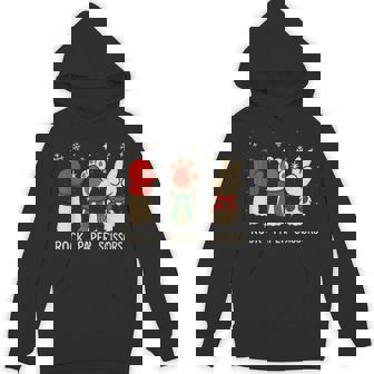 Cute Christmas Cat Rock Paper Scissors Cute Animal Paws Unisex Hoodie | Mazezy