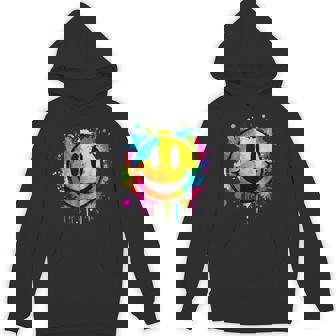 Cute Paint Splash Happy Smile Face 70s Tie Dye Smiling Unisex Hoodie | Mazezy