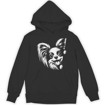 Cute Peeking Papillon Dog Graphic Hoodie - Thegiftio UK
