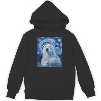 Cute Polar Bear Van Gogh Style Starry Night Hoodie - Monsterry