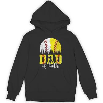 Dad Of Both Baseball Softball Vintage Fathers Day Daddy Hoodie - Thegiftio UK