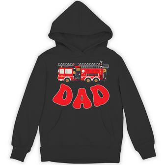 Dad Birthday Boy Fire Truck Firefighter First Birthday Dada Hoodie | Mazezy