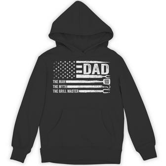 Dad The Man The Myth The Grill Master Usa Flag Father's Day Hoodie - Thegiftio UK