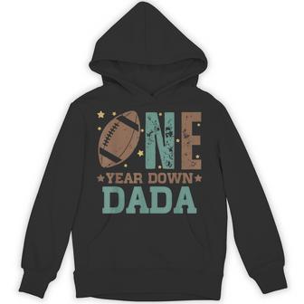 Dada Of The 1 Year Old Football 1St Year Down Birthday Party Hoodie - Thegiftio UK