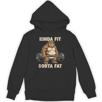 Deadlift Bear Kinda Fit Sorta Fat Weightlifting Gym Tank Top Unisex Hoodie | Mazezy