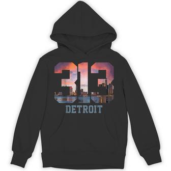 Detroit Michigan 313 Area Code Pride Skyline Hoodie | Mazezy