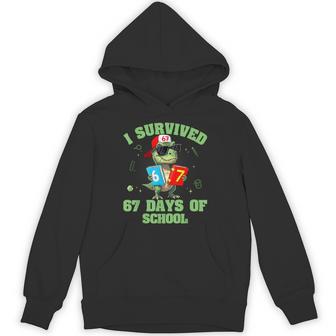 Dino T-Rex i Survived 67 Days Of School Meme For Boys Kids Unisex Hoodie | Mazezy
