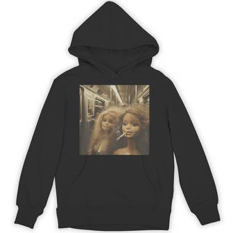 Distressed Doll Smoking Doll Face Meme Hoodie - Thegiftio UK