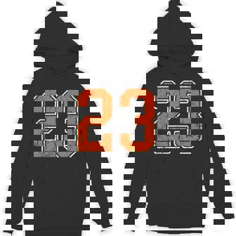 Distressed Orange Number 23 Jersey Player Uniform 23 Unisex Hoodie | Mazezy
