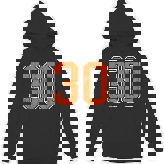 Distressed Orange Number 30 Jersey Player Uniform 30 Unisex Hoodie | Mazezy