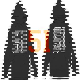 Distressed Orange Number 51 Jersey Player Uniform 51 Unisex Hoodie | Mazezy