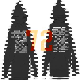 Distressed Orange Number 72 Jersey Player Uniform 72 Unisex Hoodie | Mazezy