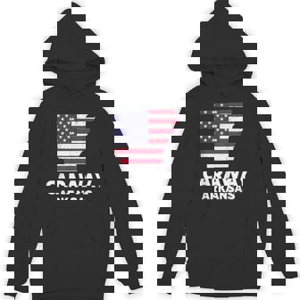 Distressed Patriotic USA Flag Caraway Arkansas Unisex Hoodie | Mazezy