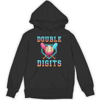 Double Digits Birthday Boy 10Th Baseball Drip Birthday Party Hoodie | Seseable FR