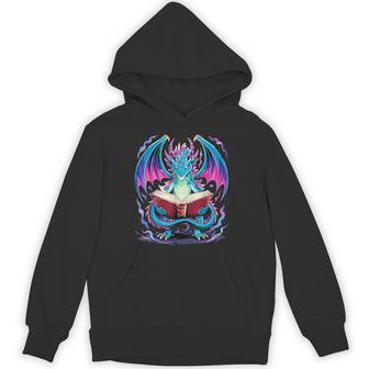 Dragon Reading Book Lover Hoodie - Monsterry