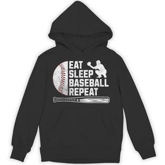 Eat Sleep Baseball Repeat Baseball Player Boys Hoodie - Thegiftio UK
