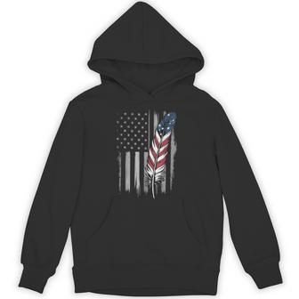 Feather Usa Flag Native American Tribal Tradition Hoodie - Monsterry