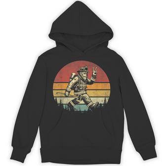 Firefighting Retro Bigfoot Firefighter Sasquatch Fireman Hoodie - Thegiftio UK