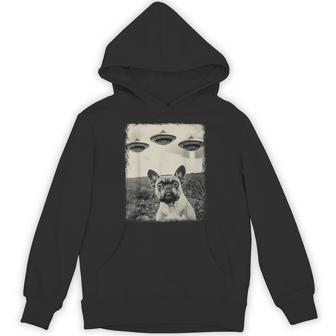 French Bulldog Dog Ufo Alien Extraterrestrial Selfie Hoodie - Thegiftio UK