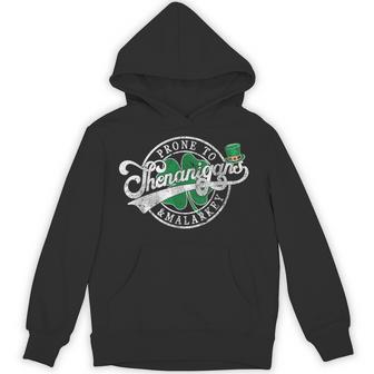 Fun Clovers St Patrick's Day Prone To Shenanigans & Malarkey Hoodie - Thegiftio UK