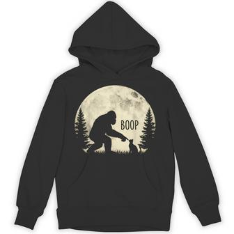 Fun Hand Boop Nose Bigfoot Cat Under Full Moon Night Lovers Hoodie - Thegiftio UK
