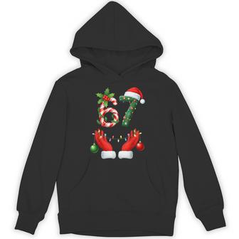 67 Six Seven 6 7 Meme Christmas Pajamas Matching Hoodie - Thegiftio UK