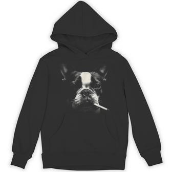 Boston Terrier Dog Smoking With Cigarette Hoodie | Mazezy
