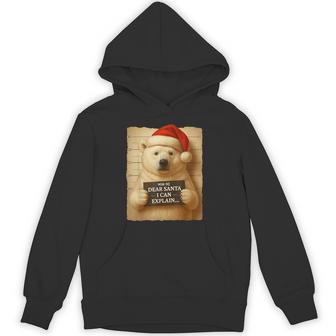Christmas Polar Bear Cute Polar Bear Santa Hat Hoodie - Thegiftio UK