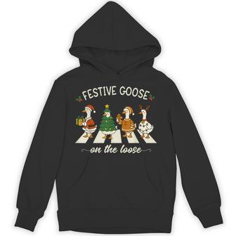 Christmas Silly Goose Meme Festive Goose On The Loose Hoodie - Thegiftio UK