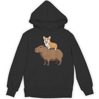 Corgi Riding Capybara Hoodie - Monsterry