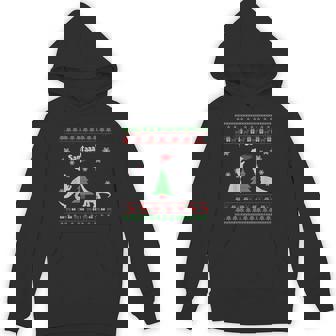 Dinosaurs And Santa Ugly Christmas Sweater Hoodie - Thegiftio