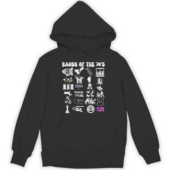 Nerdy Iconic Pop Rock Bands Of The 70S White Hoodie | Seseable UK
