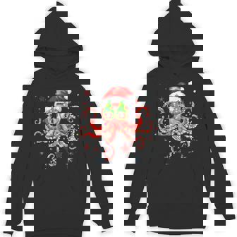 Octopus Glasses Santa Hat Christmas Light Ocean Xmas Hoodie | Mazezy