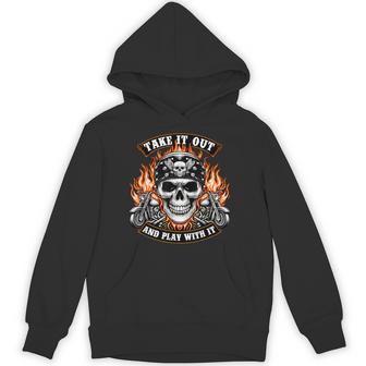 Take It Out Play With It Skeleton Biker Motorcycle Hoodie - Thegiftio UK