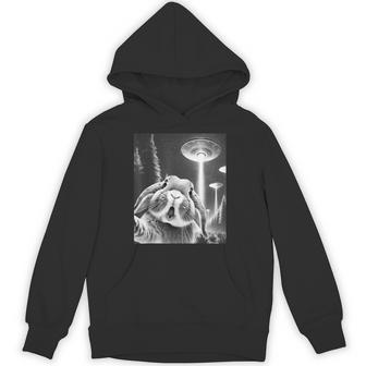 Rabbit Alien Ufo Taking A Selfie Animal Lover Hoodie - Monsterry